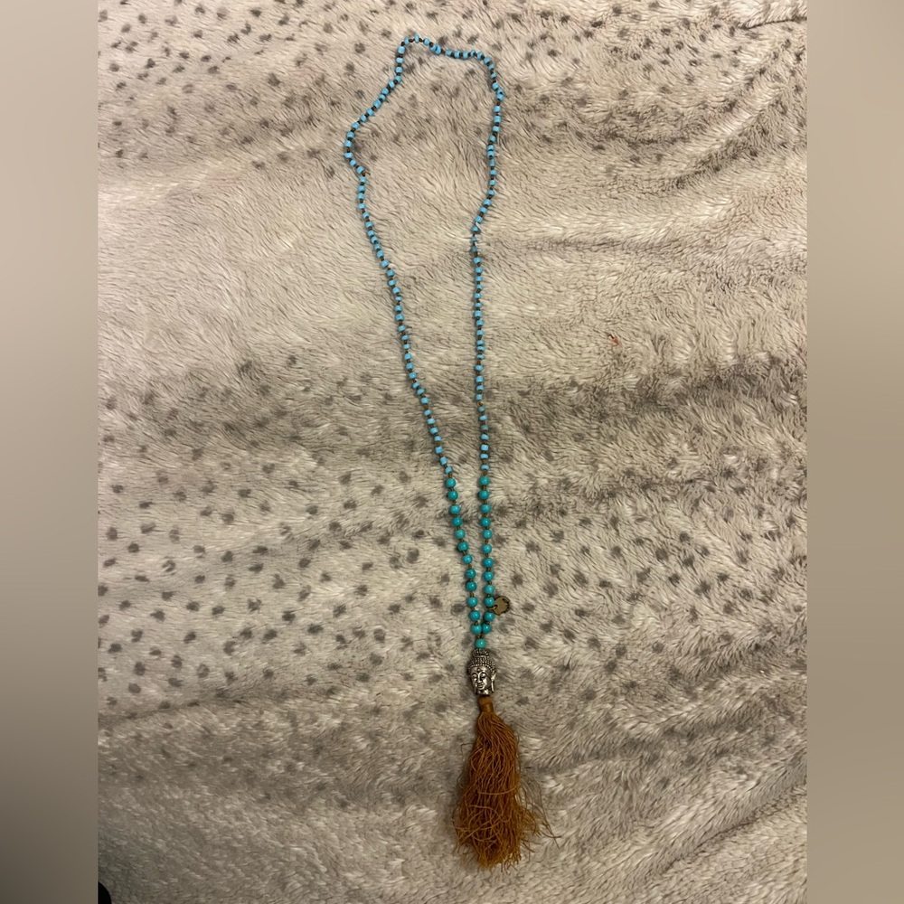 Elegant Turquoise Beaded Necklace with Tassel